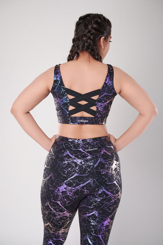 Celestial Marble Metallic Sports Bra