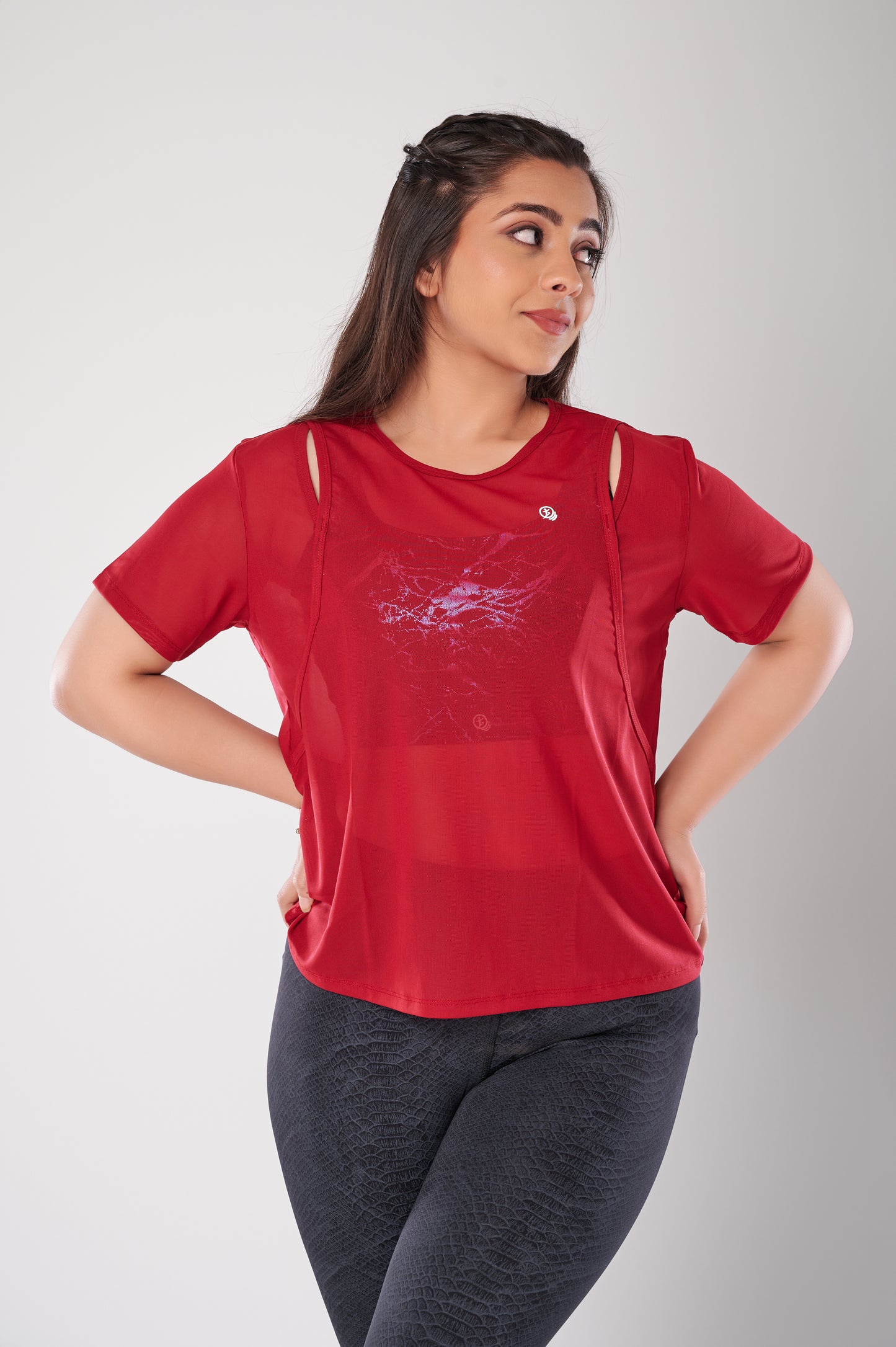 Aurora Red Mesh Tee
