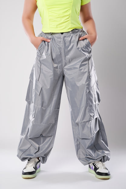 Celestial Silver Parachute Pants