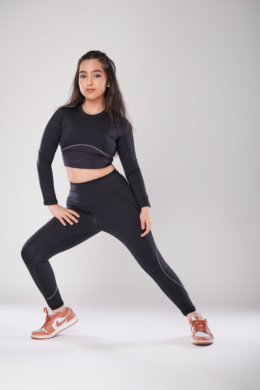 Black And Mint Crop Top