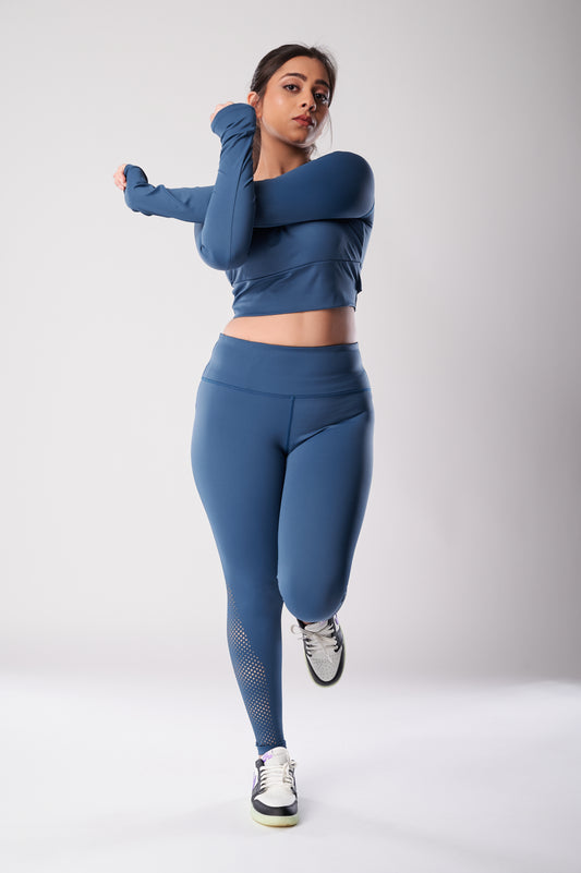 Crystal Teal Cut-Out Crop Top