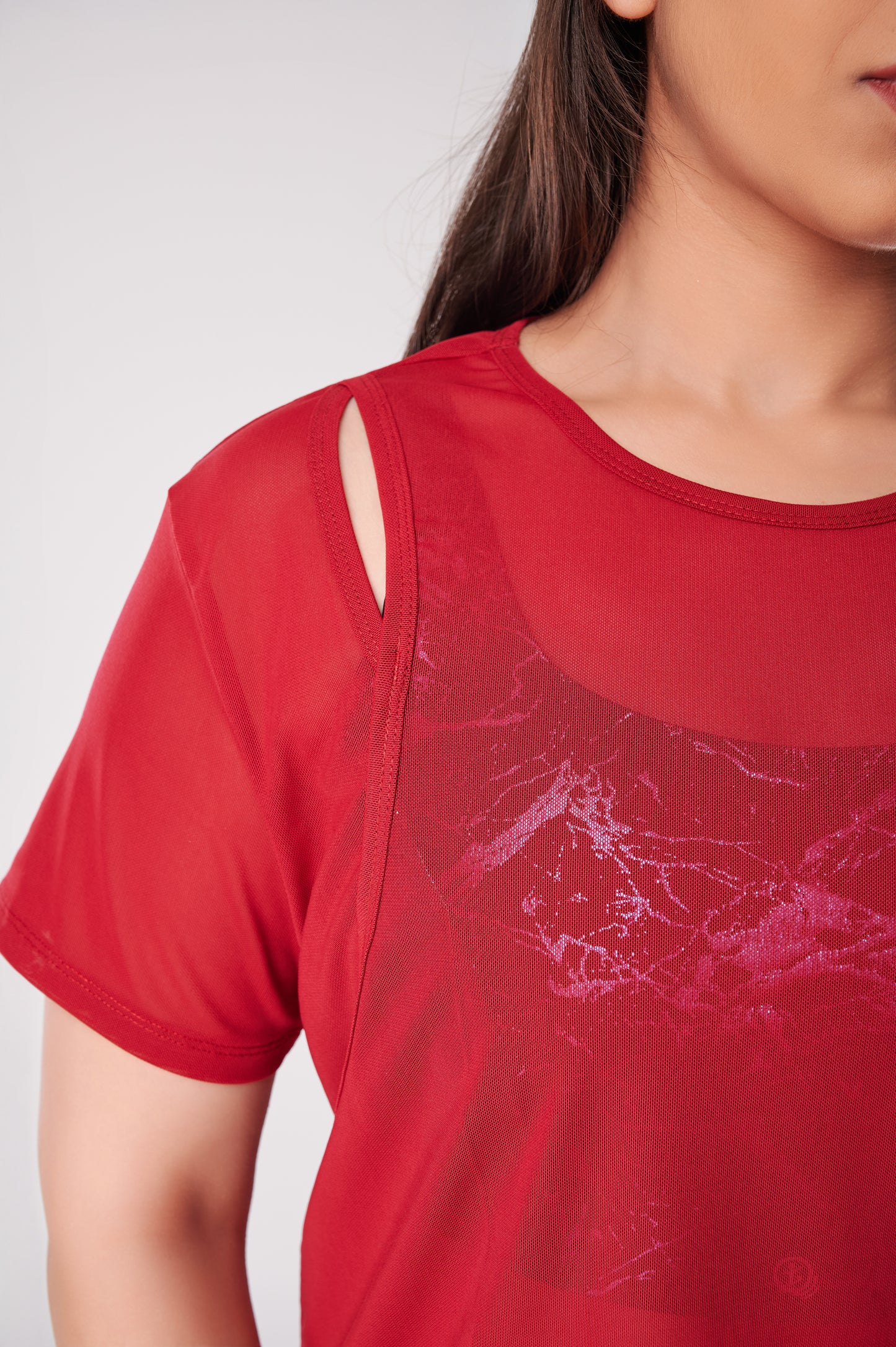 Aurora Red Mesh Tee